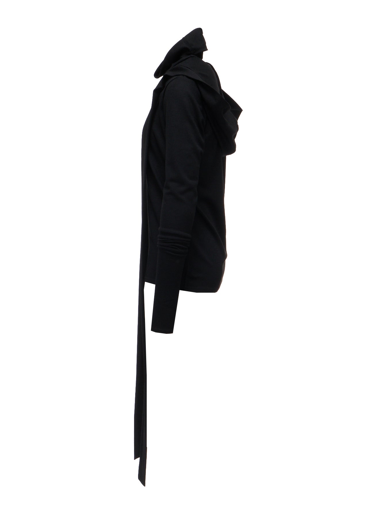W/ SINGLE JERSEY SCARF DETAIL HOODED T SHIRT
