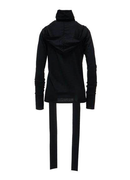 W/ SINGLE JERSEY SCARF DETAIL HOODED T SHIRT
