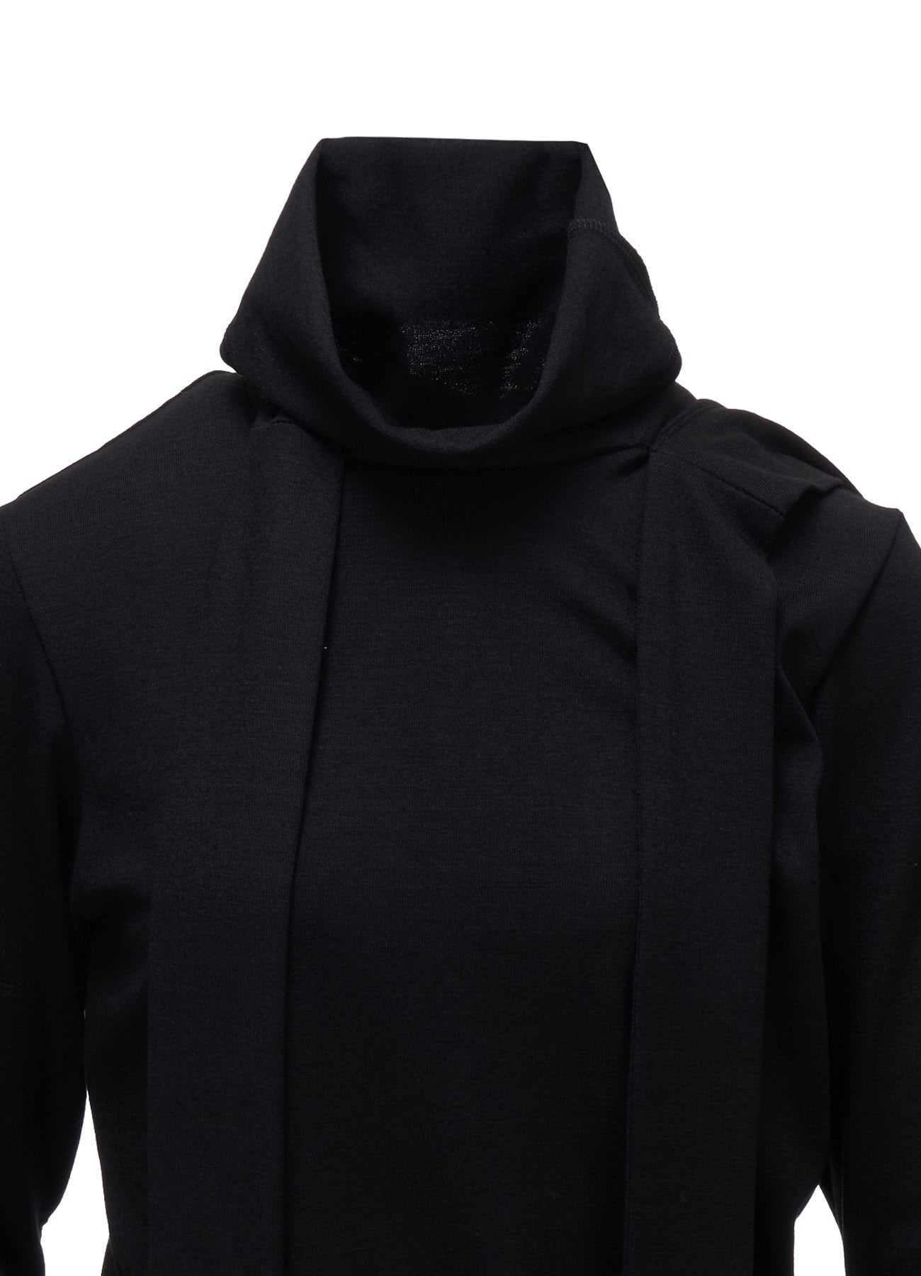 W/ SINGLE JERSEY SCARF DETAIL HOODED T SHIRT