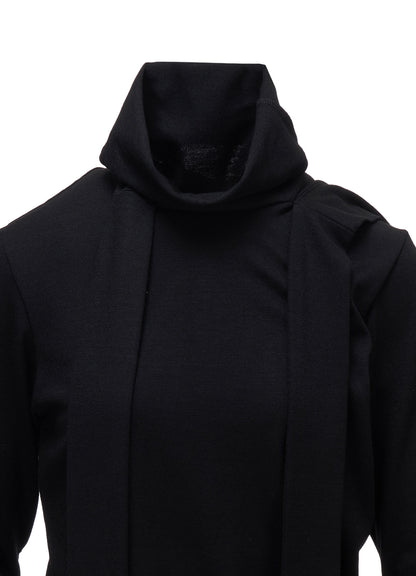 W/ SINGLE JERSEY SCARF DETAIL HOODED T SHIRT