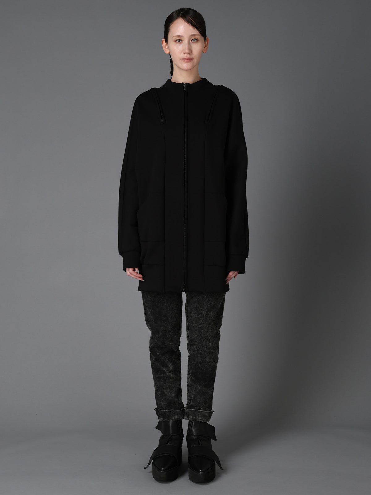 DOUBLE FACE JERSEY LONG ZIP BLOUSON