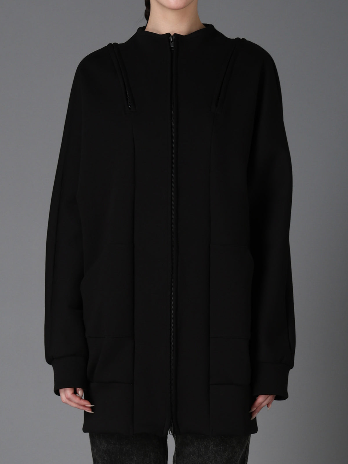 DOUBLE FACE JERSEY LONG ZIP BLOUSON