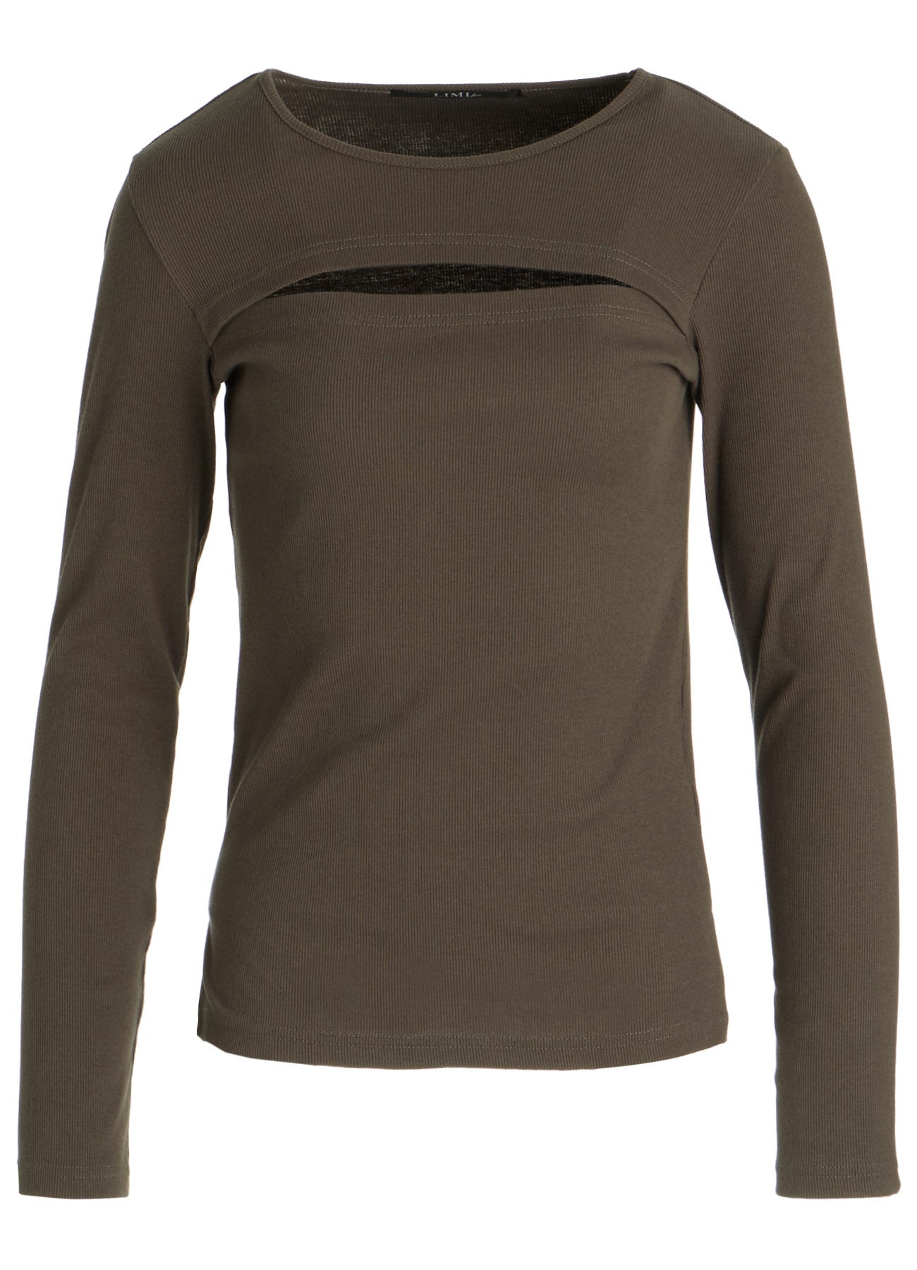 C/ RIB SLIT CHEST LONG SLEEVE T