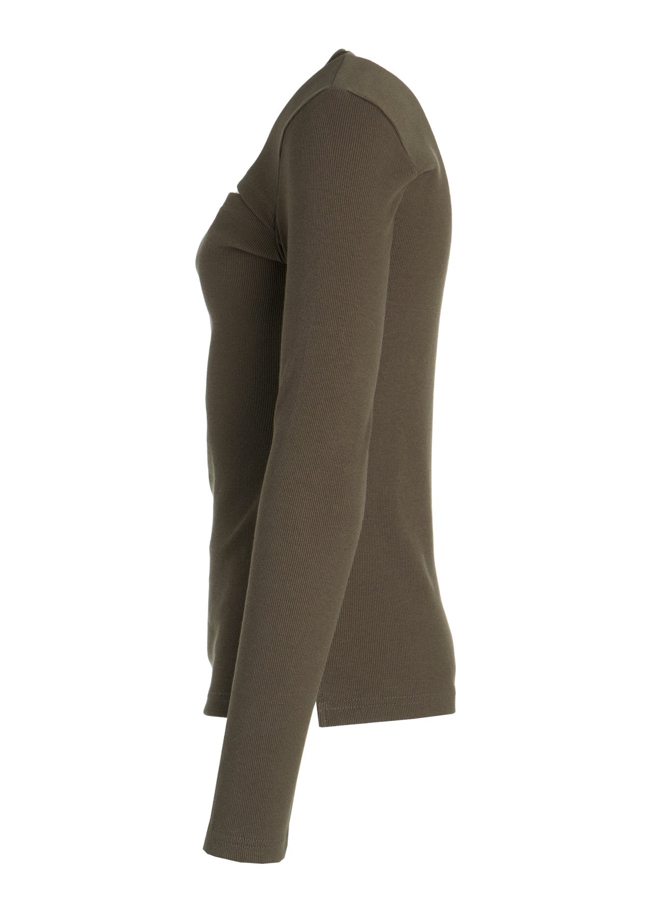 C/ RIB SLIT CHEST LONG SLEEVE T