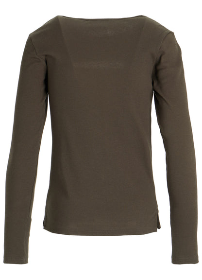 C/ RIB SLIT CHEST LONG SLEEVE T