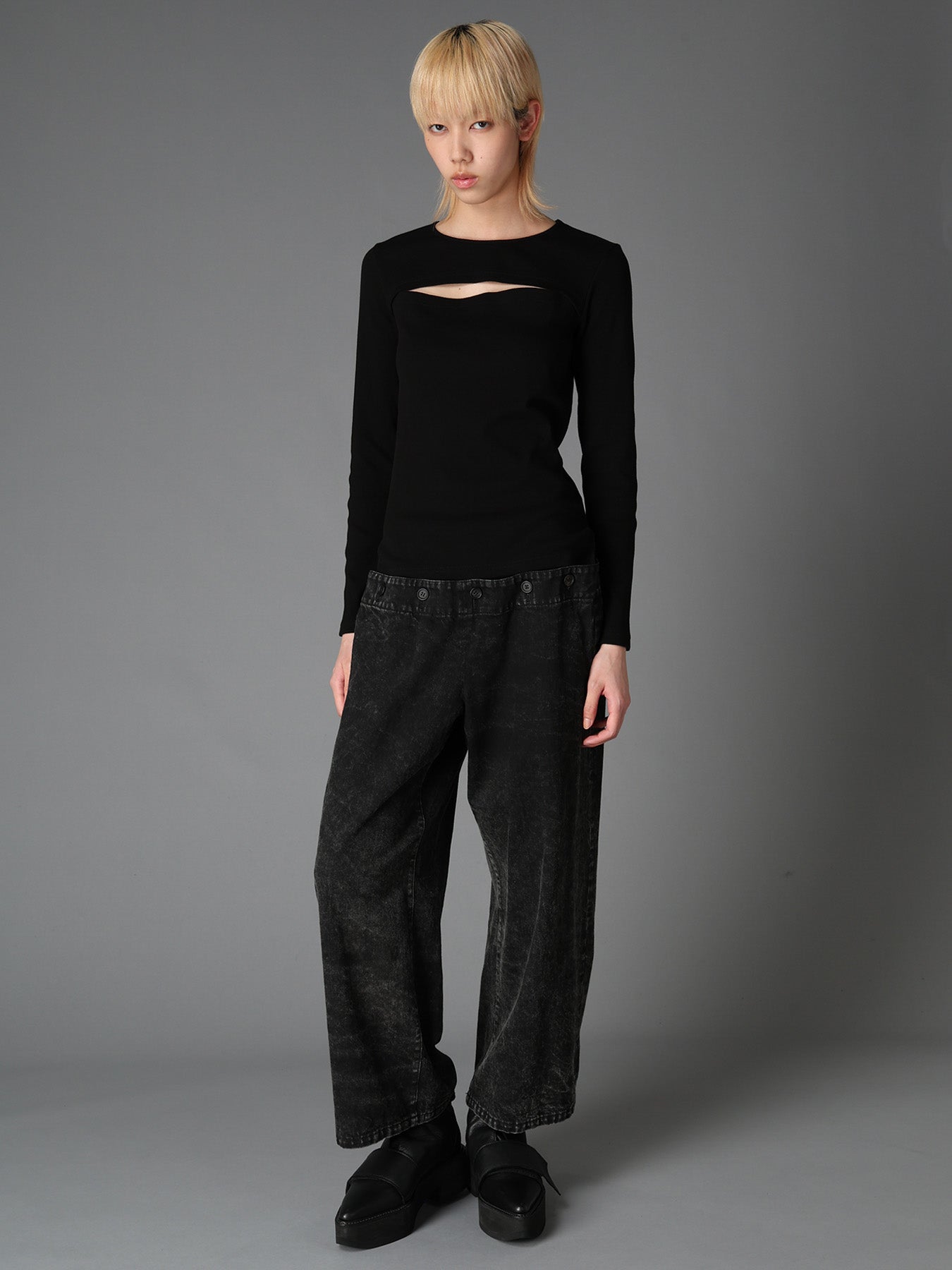 C/ RIB SLIT CHEST LONG SLEEVE T – THE SHOP YOHJI YAMAMOTO