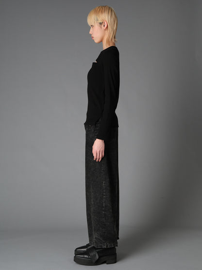 C/ RIB SLIT CHEST LONG SLEEVE T