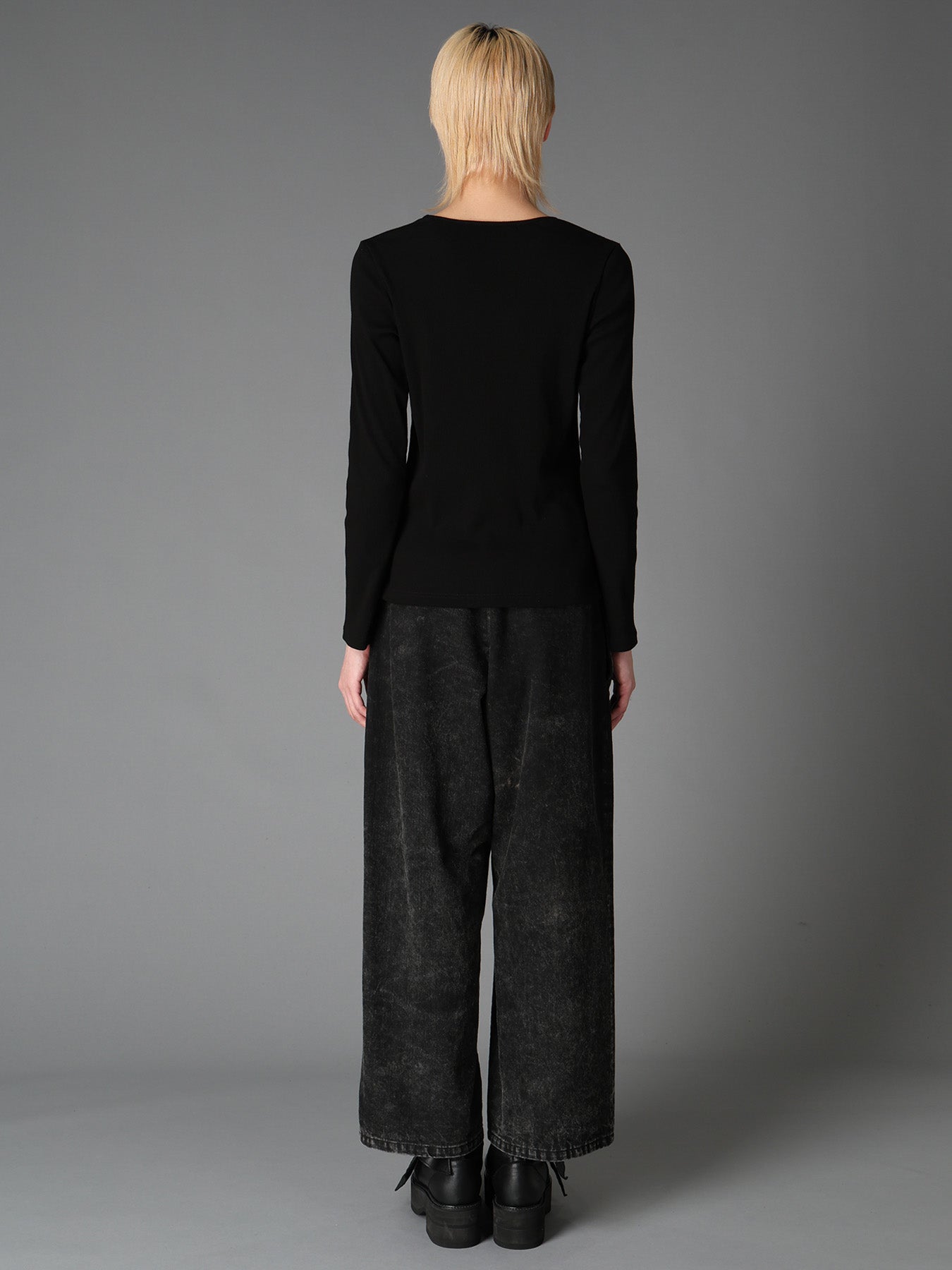 C/ RIB SLIT CHEST LONG SLEEVE T