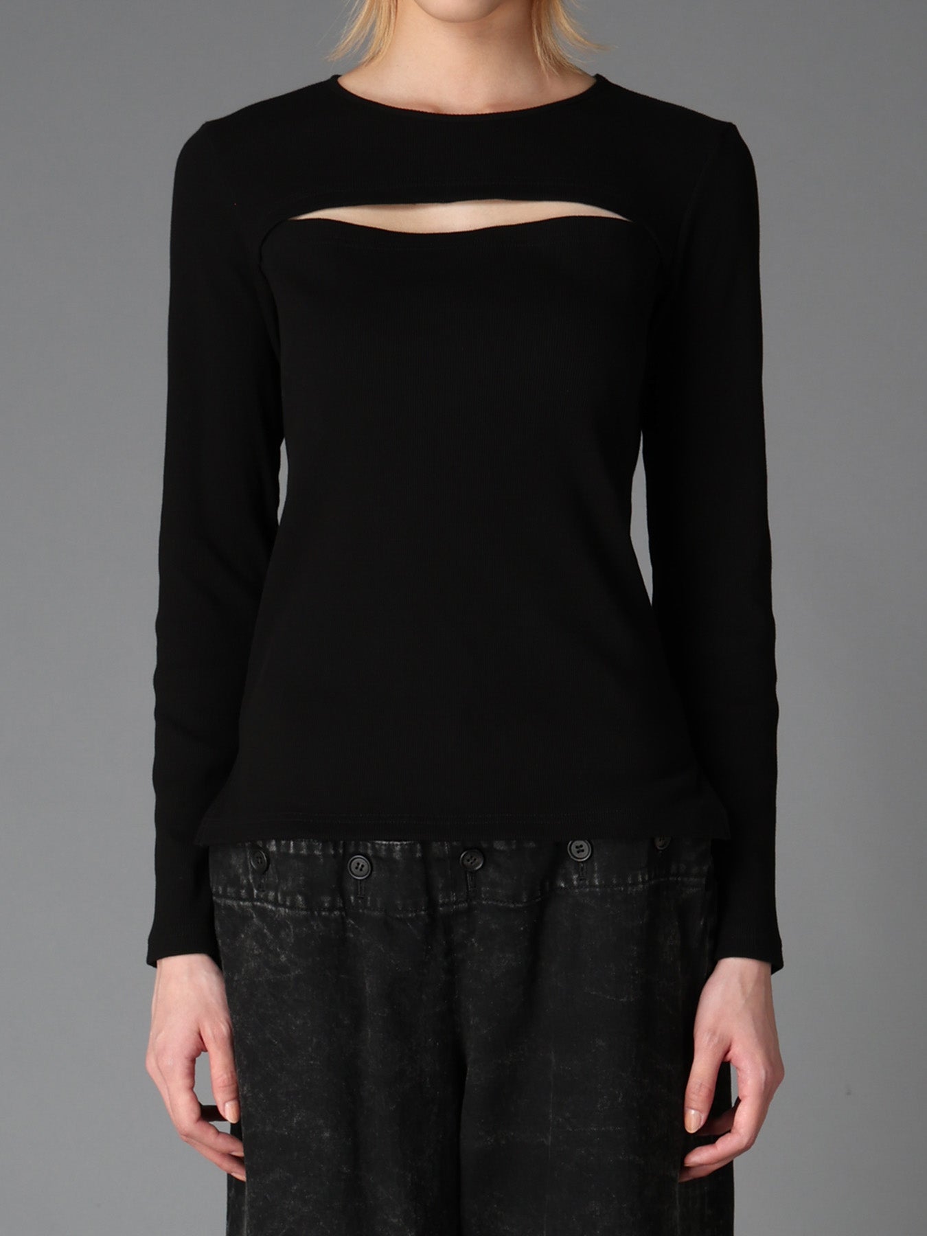 C/ RIB SLIT CHEST LONG SLEEVE T – THE SHOP YOHJI YAMAMOTO