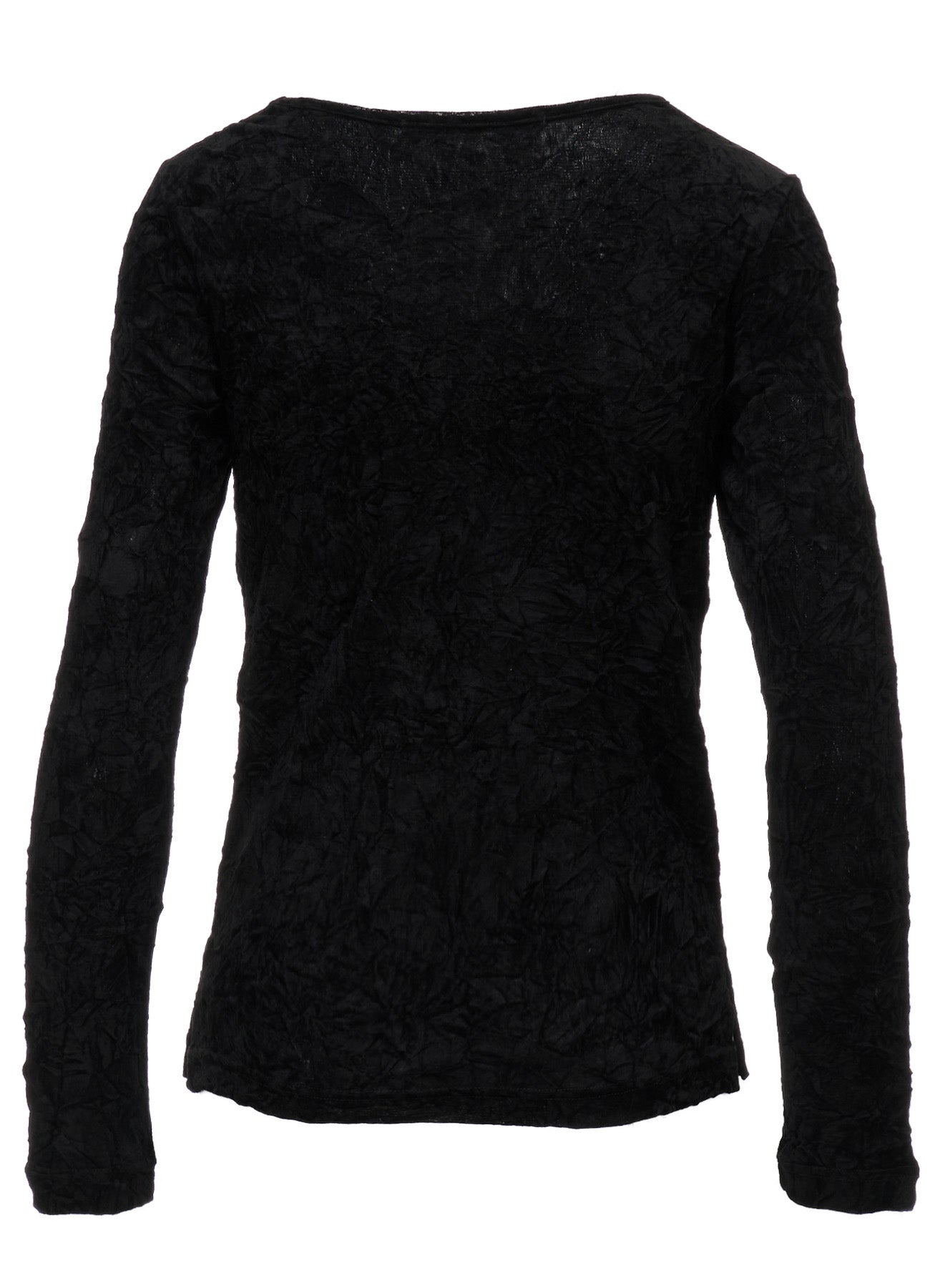 FLOCKED TULLE SLIT CHEST LONG SLEEVE T