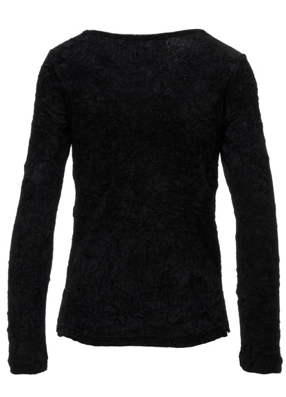 FLOCKED TULLE SLIT CHEST LONG SLEEVE T