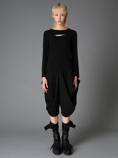 BRUSHED STRETCH JERSEY SLIT CHEST LONG SLEEVE T