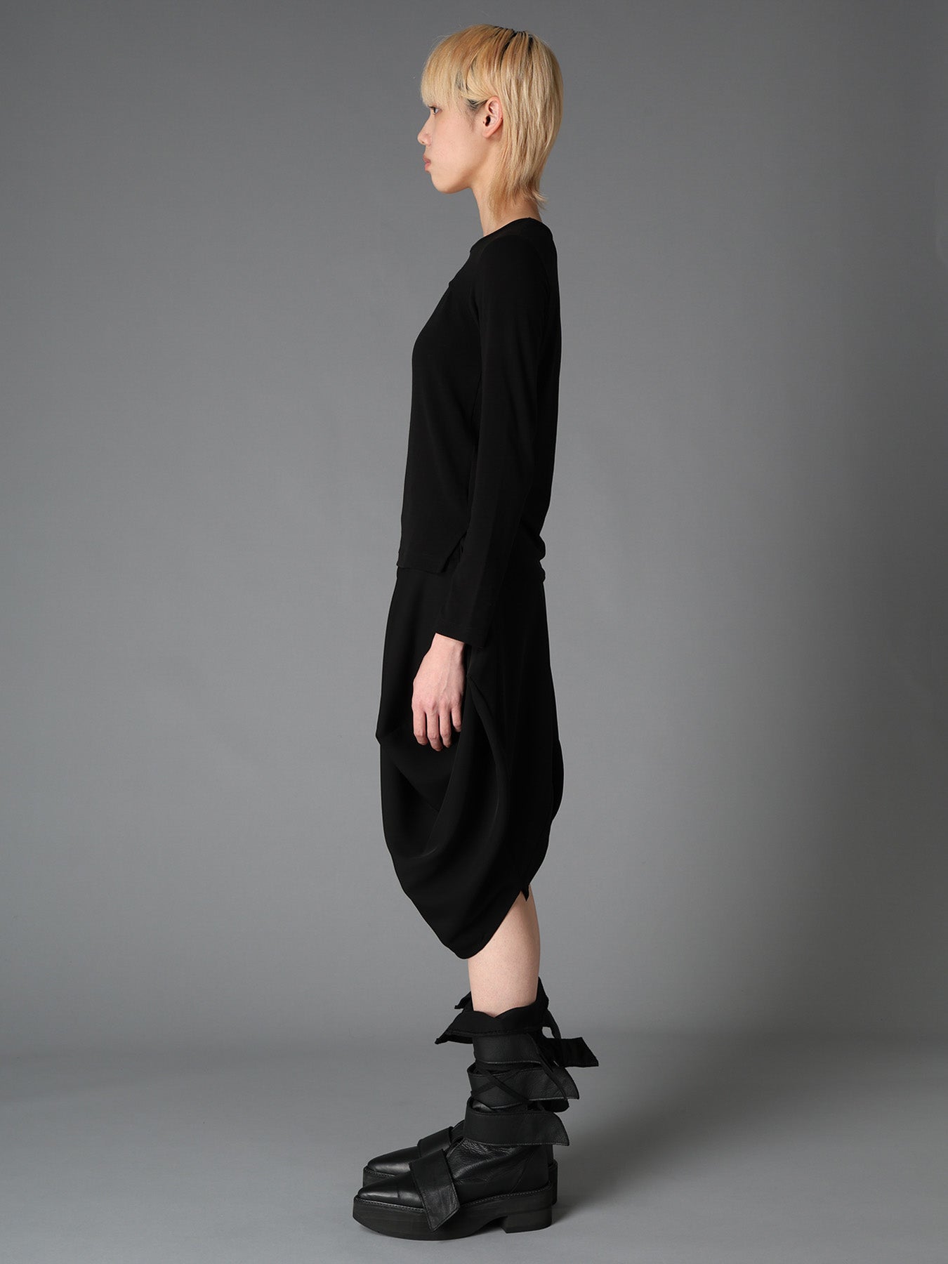 BRUSHED STRETCH JERSEY SLIT CHEST LONG SLEEVE T – THE SHOP YOHJI