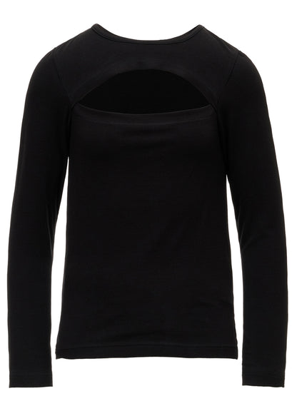 BRUSHED STRETCH JERSEY SLIT CHEST LONG SLEEVE T
