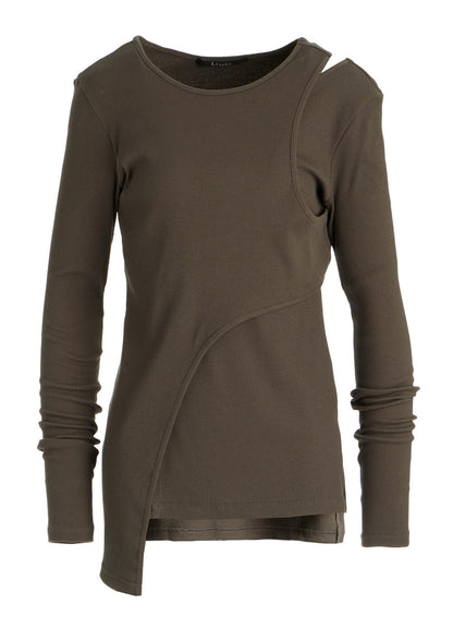 C/ RIB LAYERED DETAIL T SHIRT