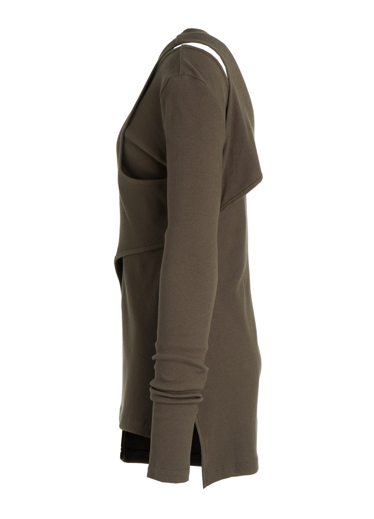 C/ RIB LAYERED DETAIL T SHIRT