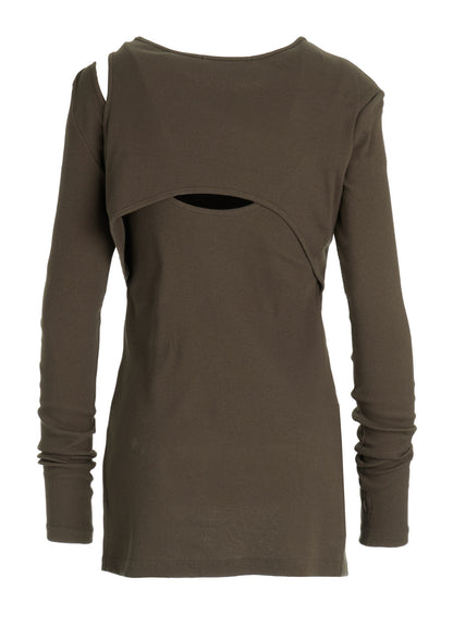 C/ RIB LAYERED DETAIL T SHIRT