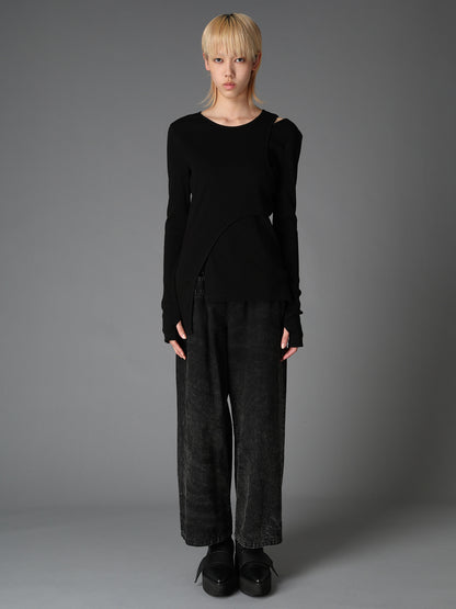 C/ RIB LAYERED DETAIL T SHIRT