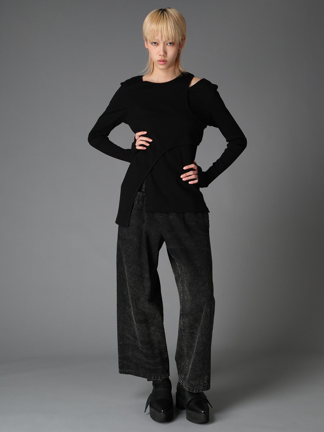 C/ RIB LAYERED DETAIL T SHIRT – THE SHOP YOHJI YAMAMOTO