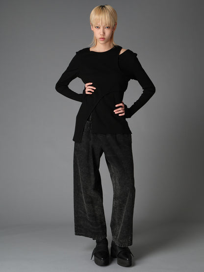 C/ RIB LAYERED DETAIL T SHIRT