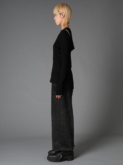 C/ RIB LAYERED DETAIL T SHIRT