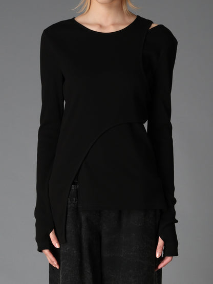 C/ RIB LAYERED DETAIL T SHIRT