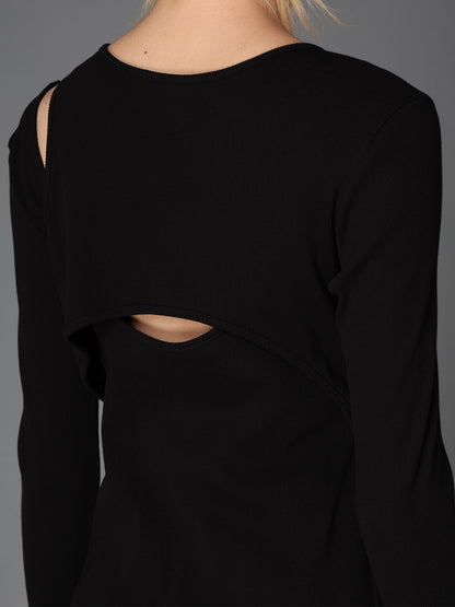 C/ RIB LAYERED DETAIL T SHIRT