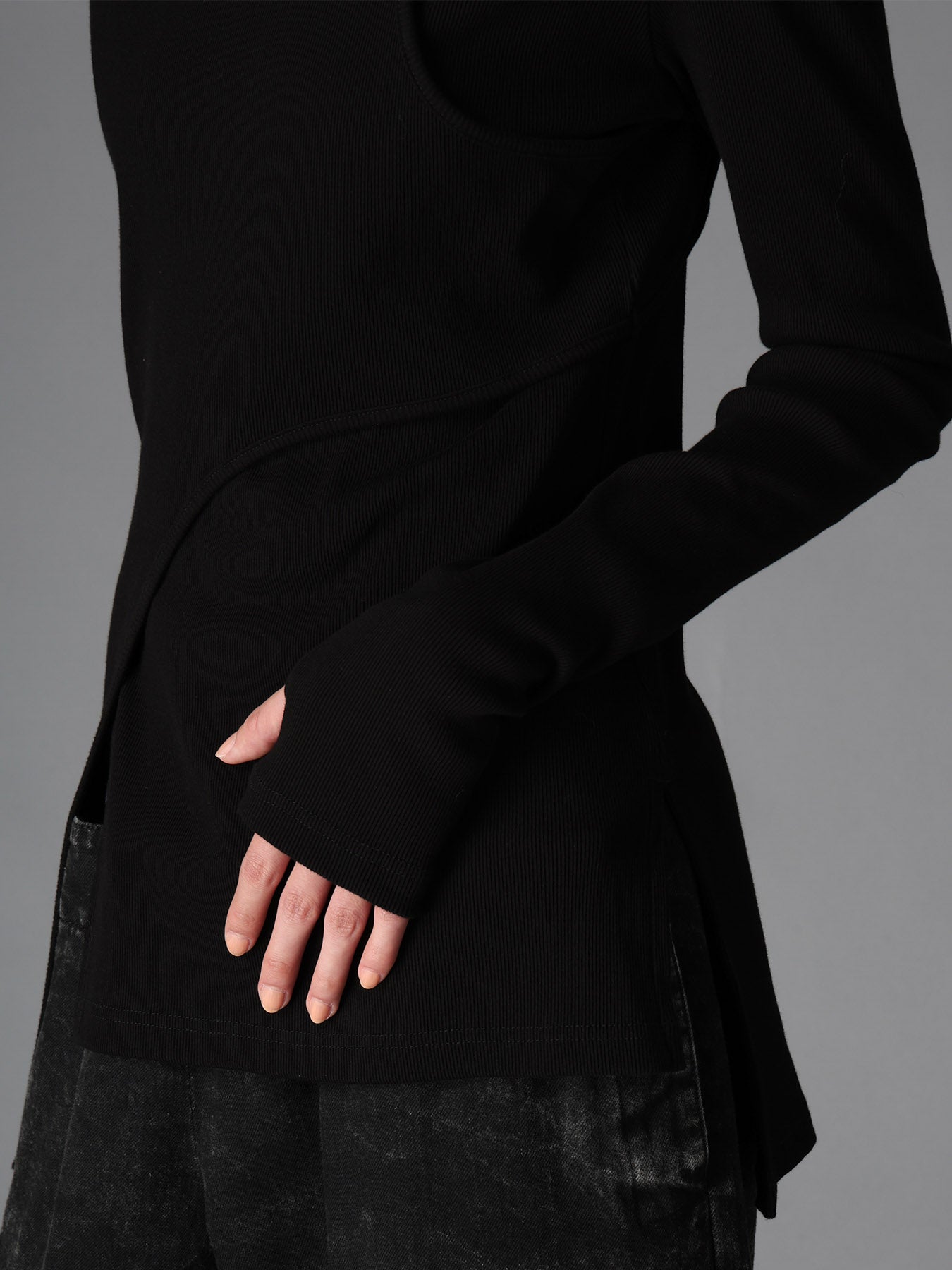C/ RIB LAYERED DETAIL T SHIRT