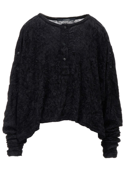 FLOCKED TULLE SHOULDER OPEN SHORT T