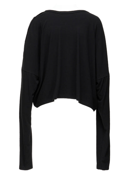BRUSHED STRETCH JERSEY SHOULDER OPEN SHORT T