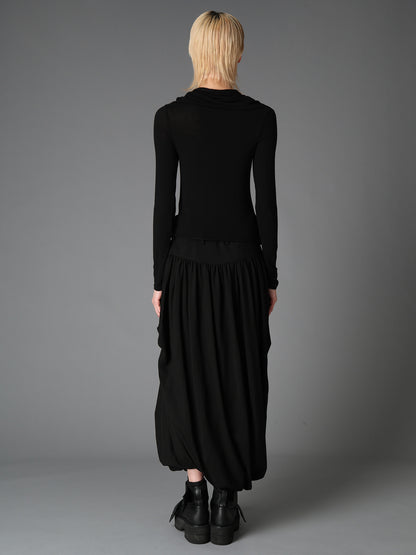 GAUZE STRETCH JERSEY FRONT DRAPE T