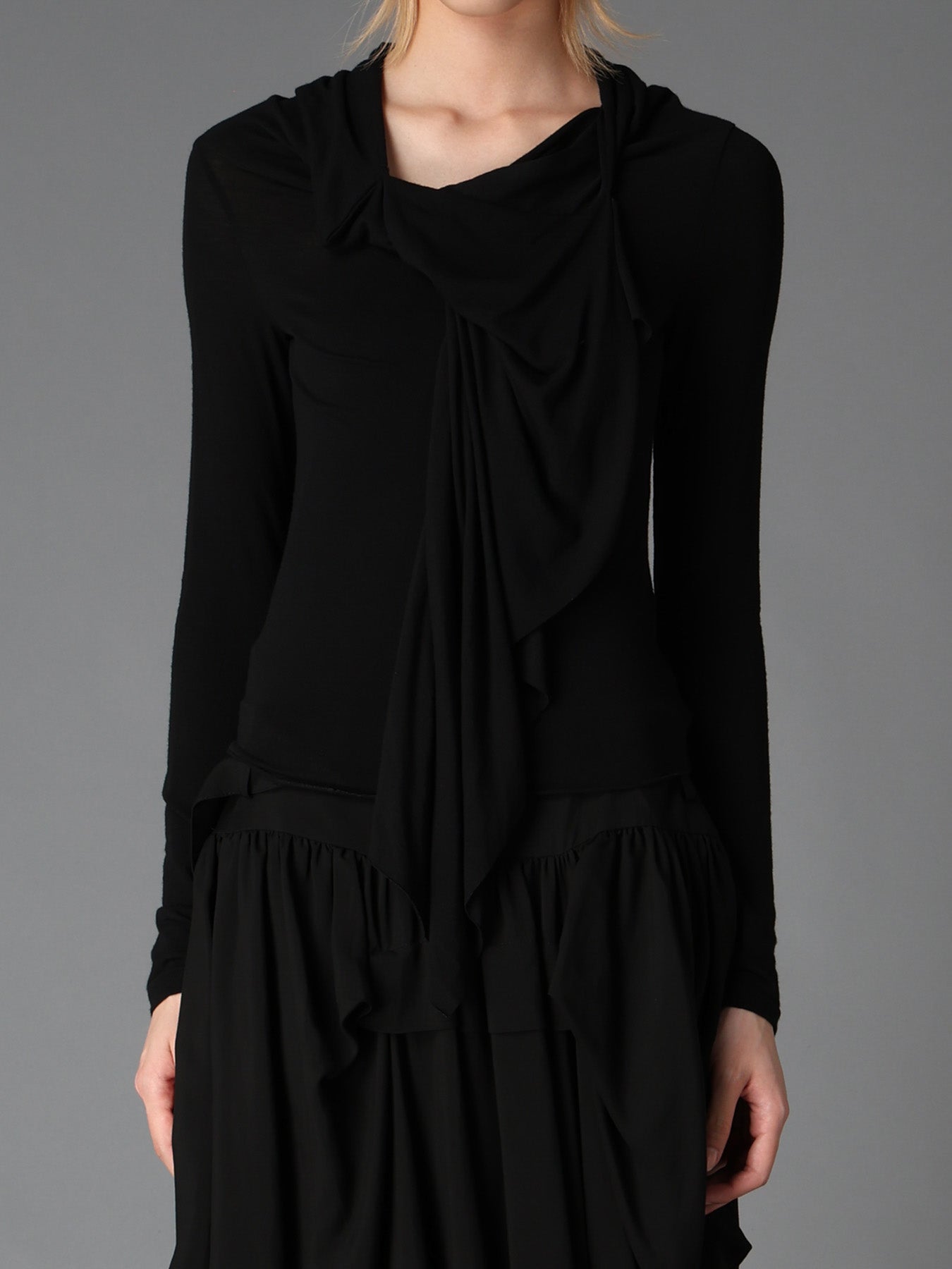 GAUZE STRETCH JERSEY FRONT DRAPE T