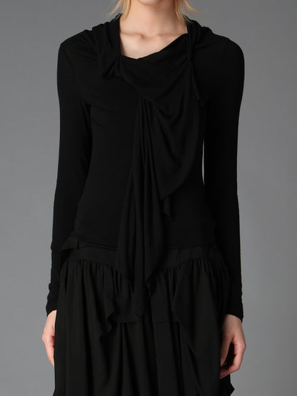GAUZE STRETCH JERSEY FRONT DRAPE T