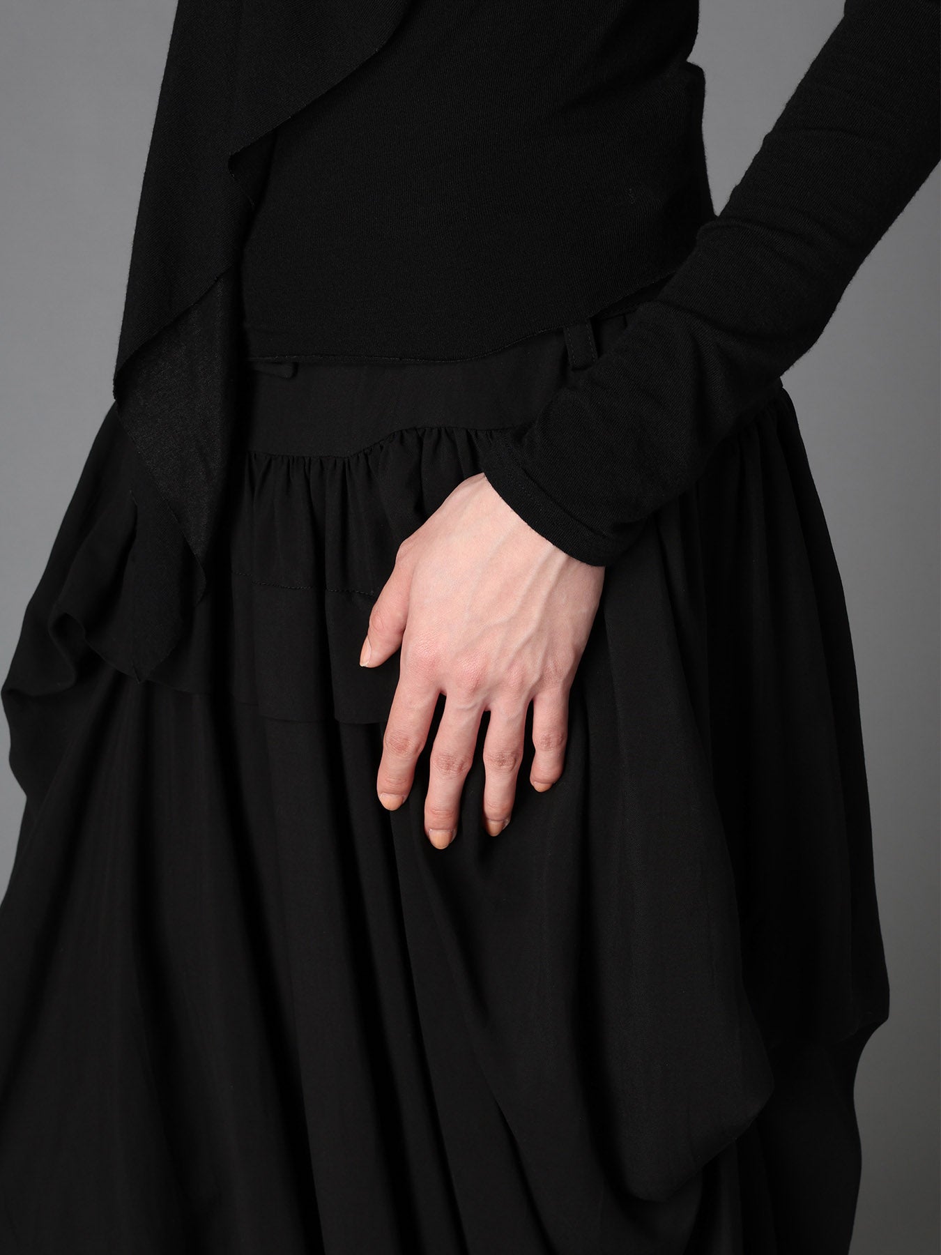 GAUZE STRETCH JERSEY FRONT DRAPE T