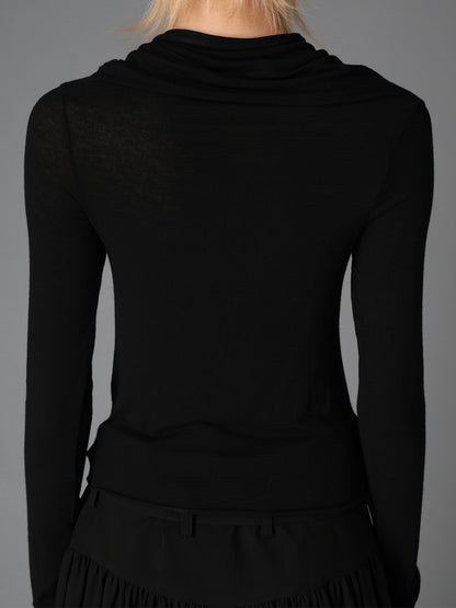 GAUZE STRETCH JERSEY FRONT DRAPE T