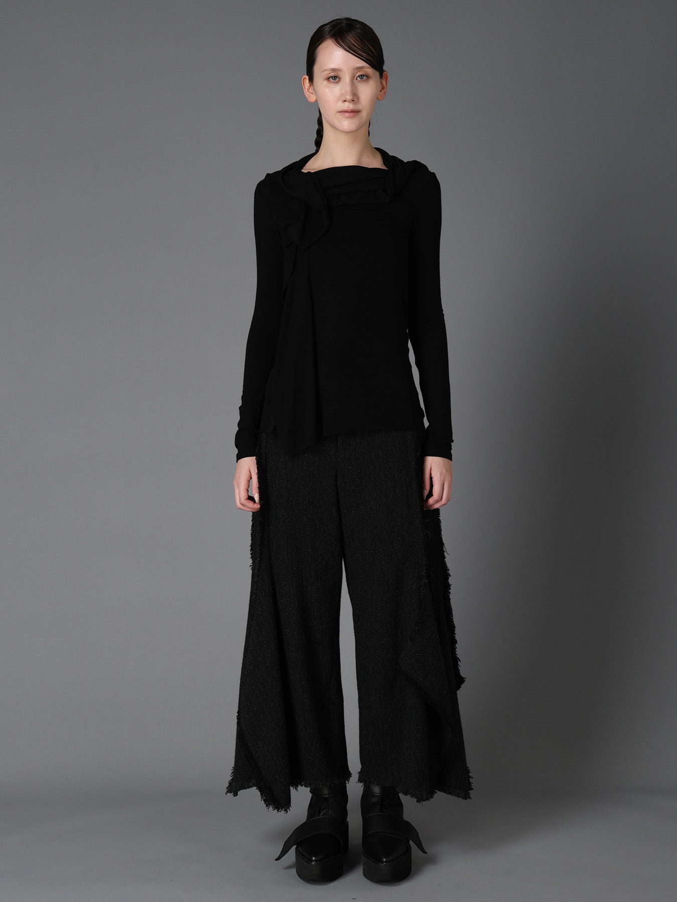 GAUZE STRETCH JERSEY DRAPED T