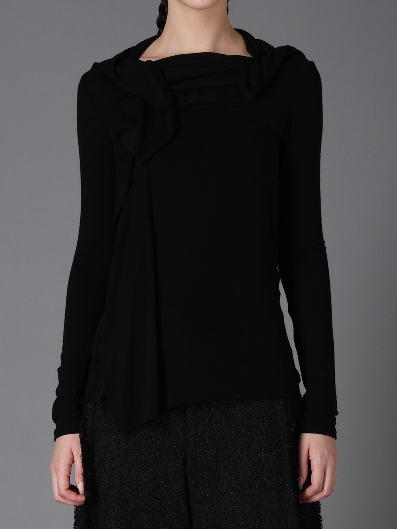 GAUZE STRETCH JERSEY DRAPED T