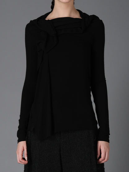 GAUZE STRETCH JERSEY DRAPED T