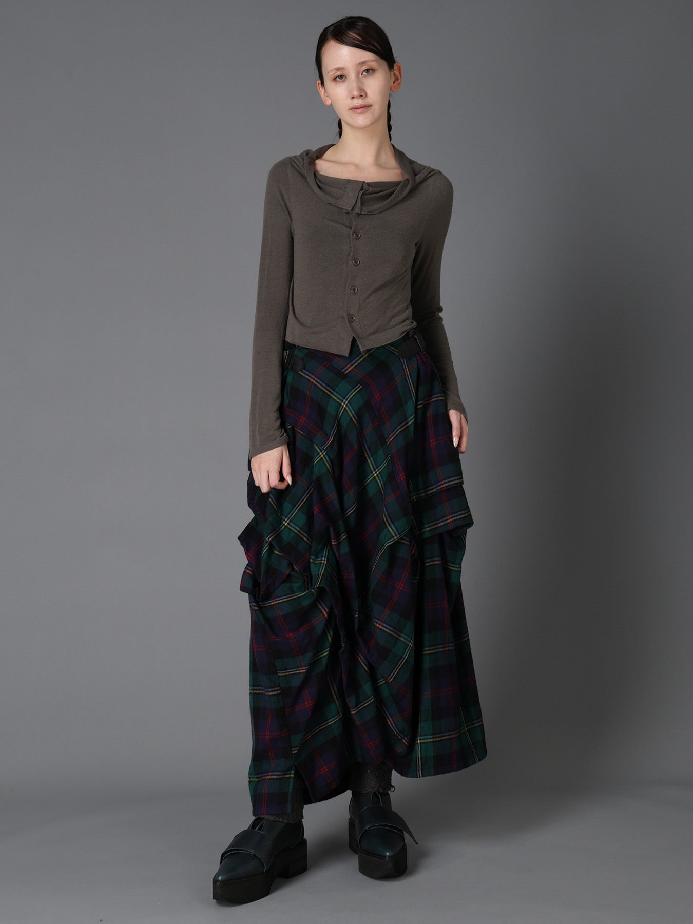 GAUZE STRETCH JERSEY DRAPED CARDIGAN