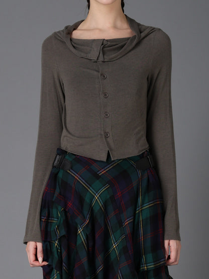 GAUZE STRETCH JERSEY DRAPED CARDIGAN
