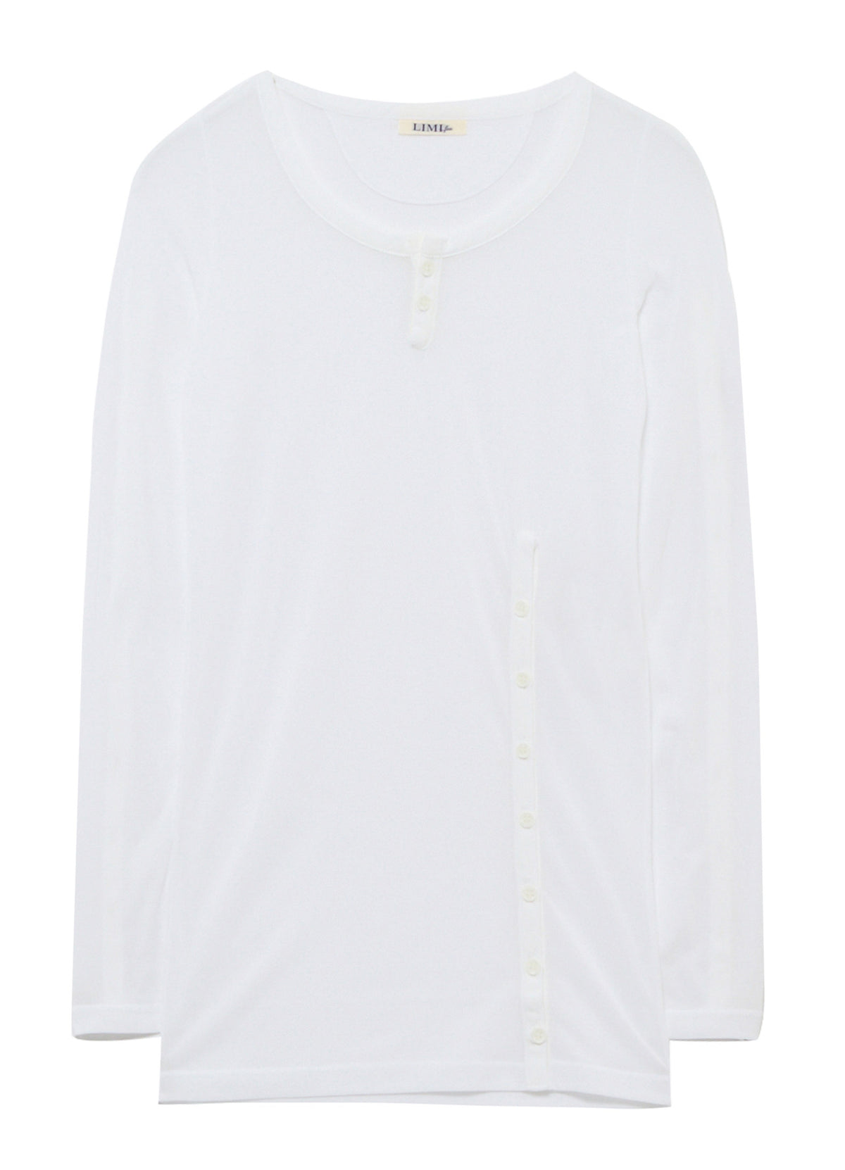 HIGH TWIST JERSEY KEY NECK BUTTON SLIT