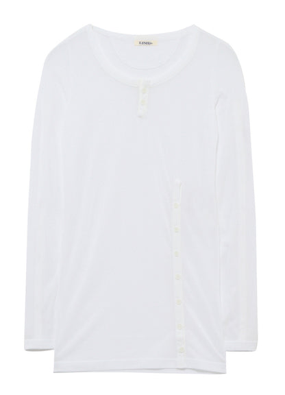 HIGH TWIST JERSEY KEY NECK BUTTON SLIT
