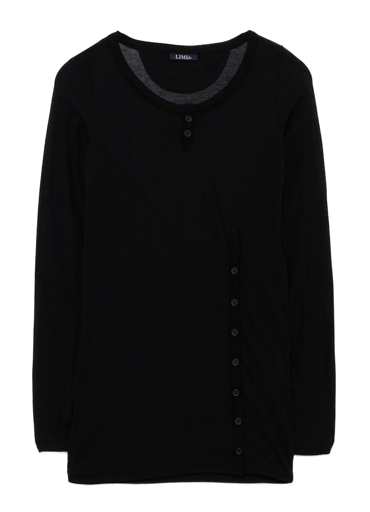 HIGH TWIST JERSEY KEY NECK BUTTON SLIT