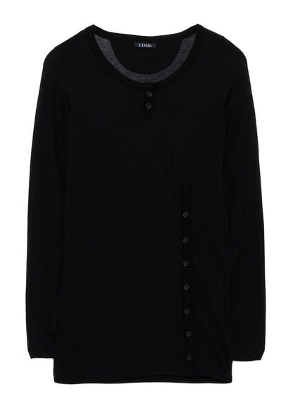 HIGH TWIST JERSEY KEY NECK BUTTON SLIT