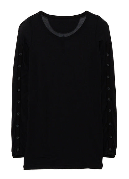 HIGH TWIST JERSEY KEY NECK BUTTON SLIT