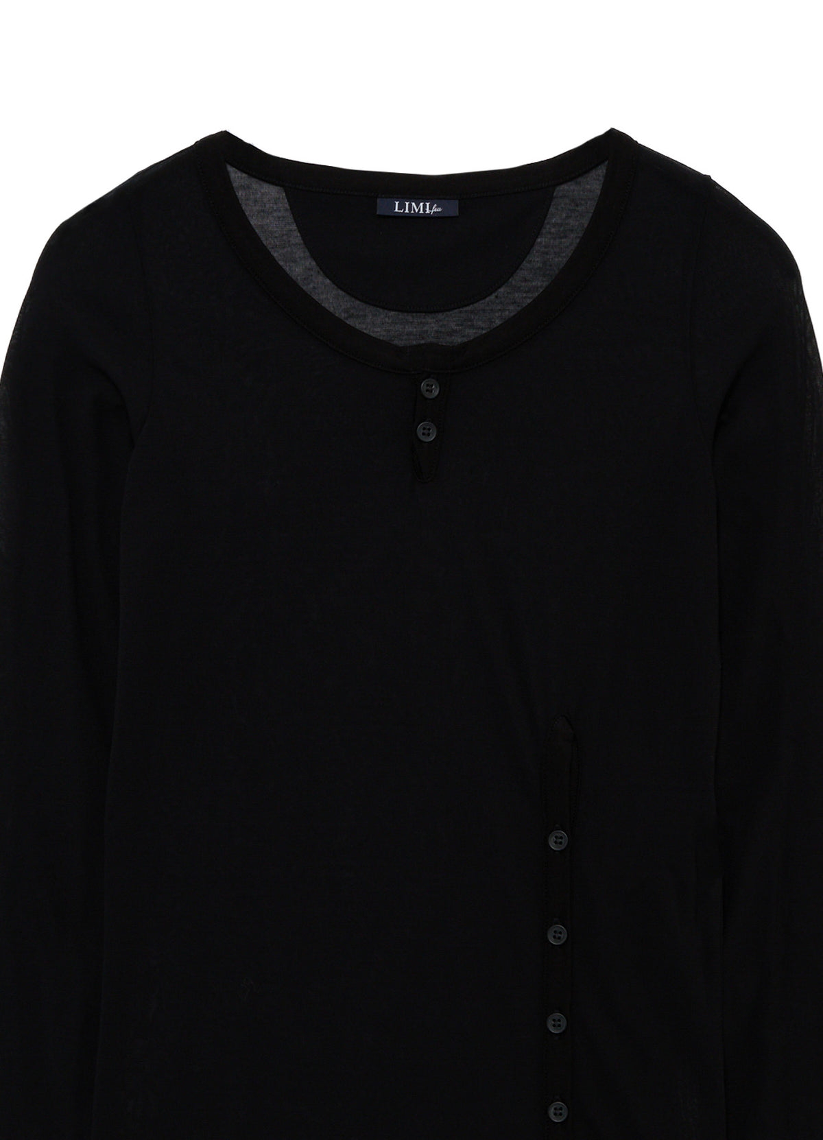 HIGH TWIST JERSEY KEY NECK BUTTON SLIT