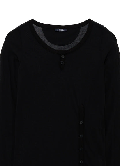 HIGH TWIST JERSEY KEY NECK BUTTON SLIT