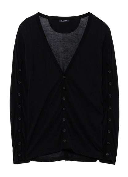 HIGH-TWIST JERSEY BUTTON SLEEVE CARDIGAN