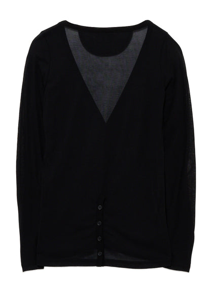 HIGH-TWIST JERSEY BUTTON SLEEVE CARDIGAN