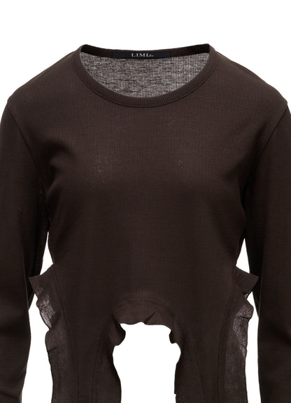 LYOCELL / COTTON RIB HEM DESIGN LONG T-SHIRT